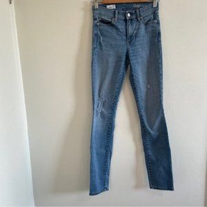 ??GAP 1969 womens high rise slim straight jeans medium wash denim size 25R